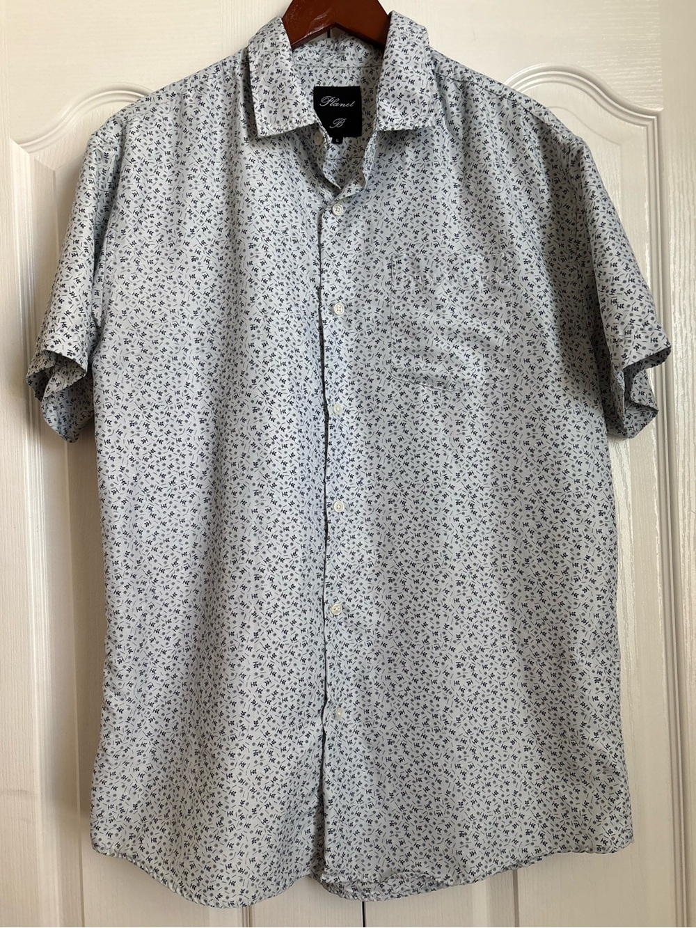 Planet B Men's Short-Sleeve Button-Down Shirt - Light Blue